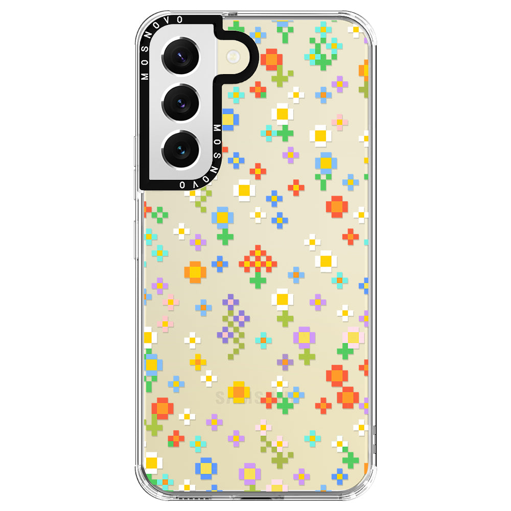 Pixel-Floral Phone Case - Samsung Galaxy S22 Case