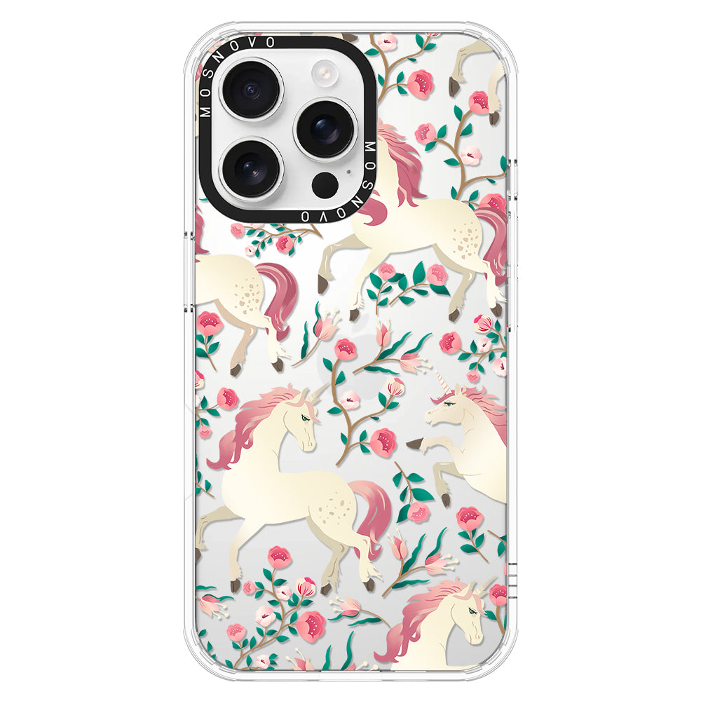 Unicorn with Floral Phone Case - iPhone 16 Pro Max Case - MOSNOVO