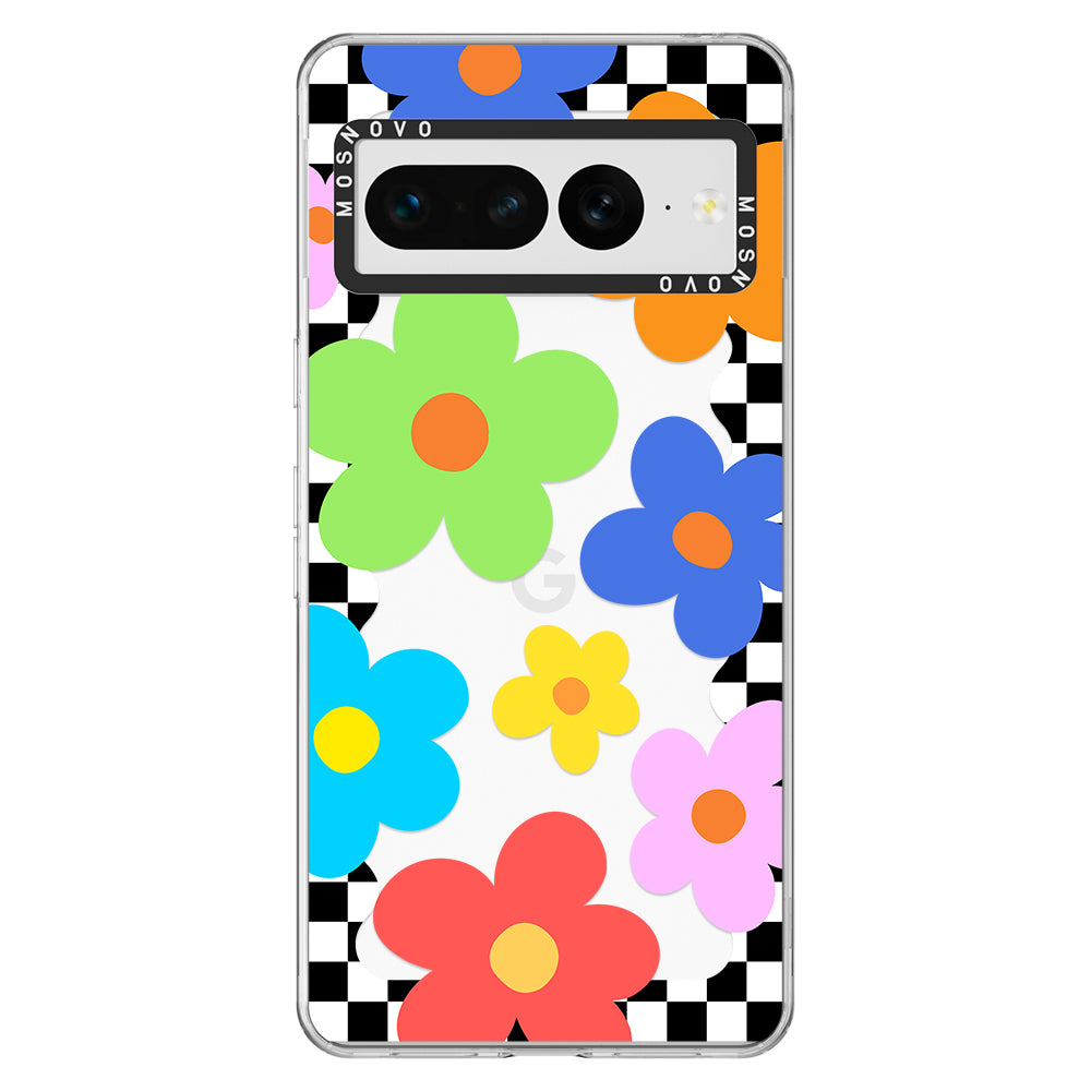 60's Checkered Floral Phone Case - Google Pixel 7 Pro Case