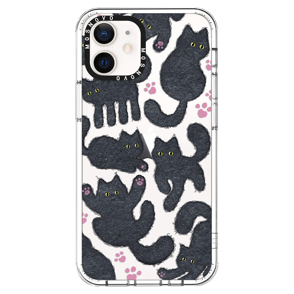 Black Furry Cat Phone Case - iPhone 12 Pro Case