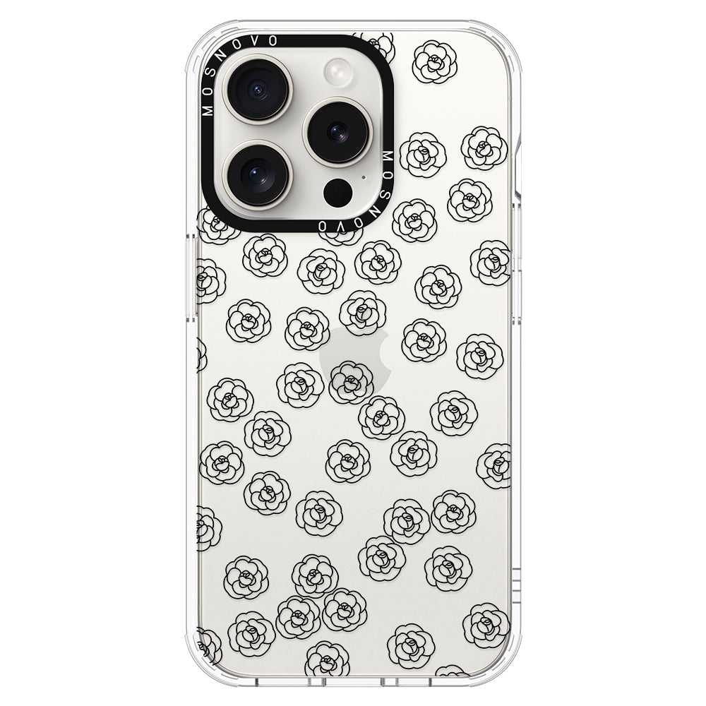 Linear Camelia Flower Phone Case - iPhone 15 Pro Case