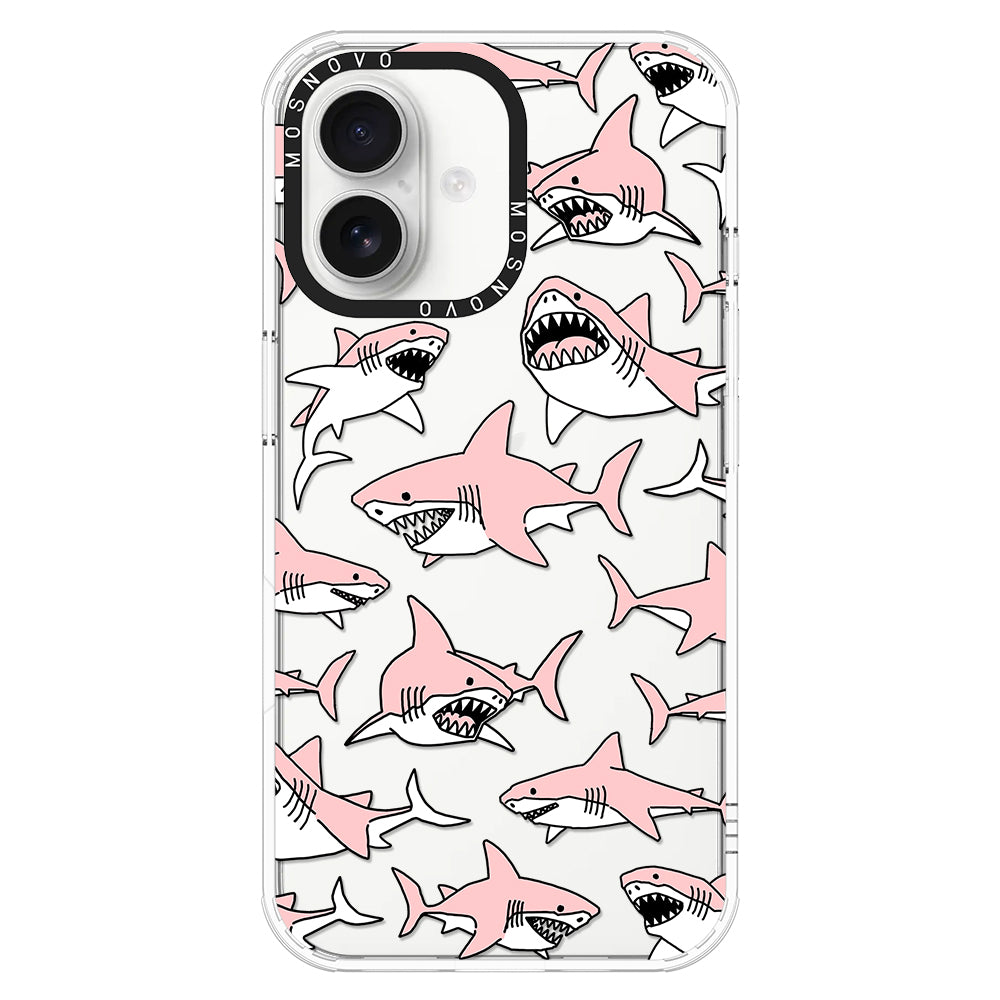 Pink Shark Phone Case - iPhone 16 Plus Case - MOSNOVO