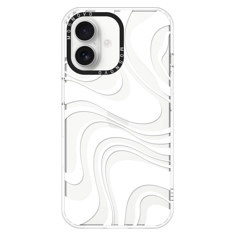 White Swirl Phone Case - iPhone 16 Plus Case - MOSNOVO