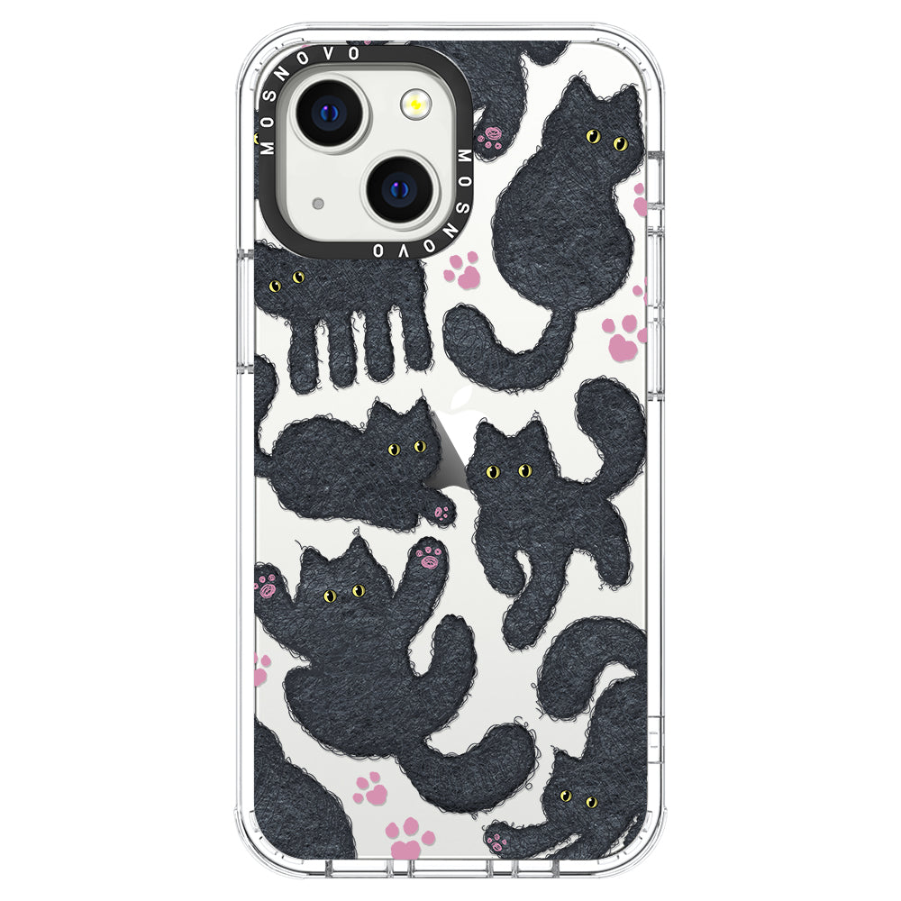 Black Furry Cat Phone Case - iPhone 13 Mini Case