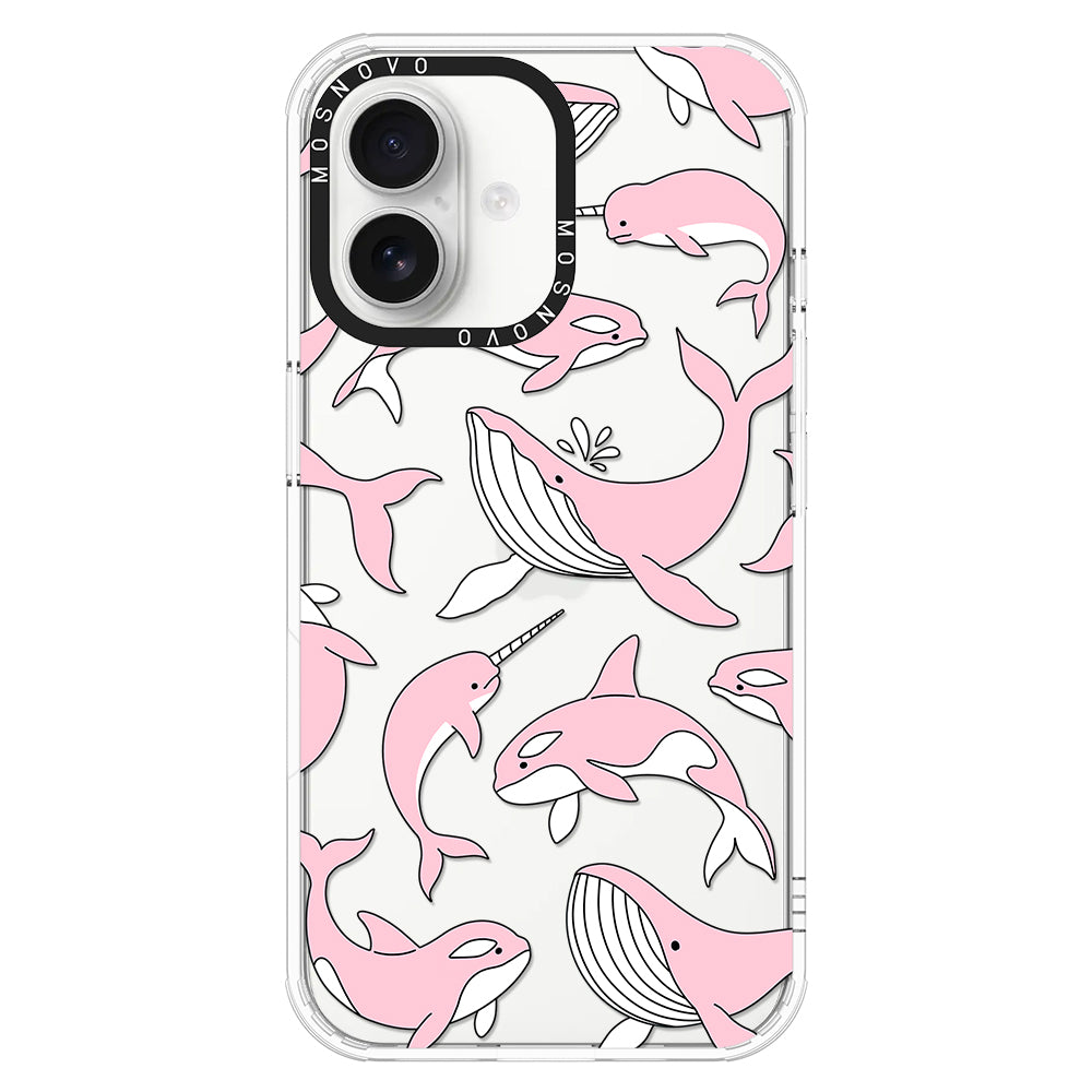 Pink Whales Phone Case - iPhone 16 Case - MOSNOVO