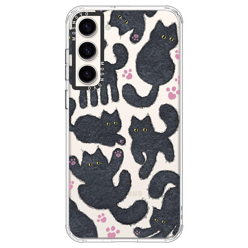 Black Furry Cat Phone Case - Samsung Galaxy S23 Case