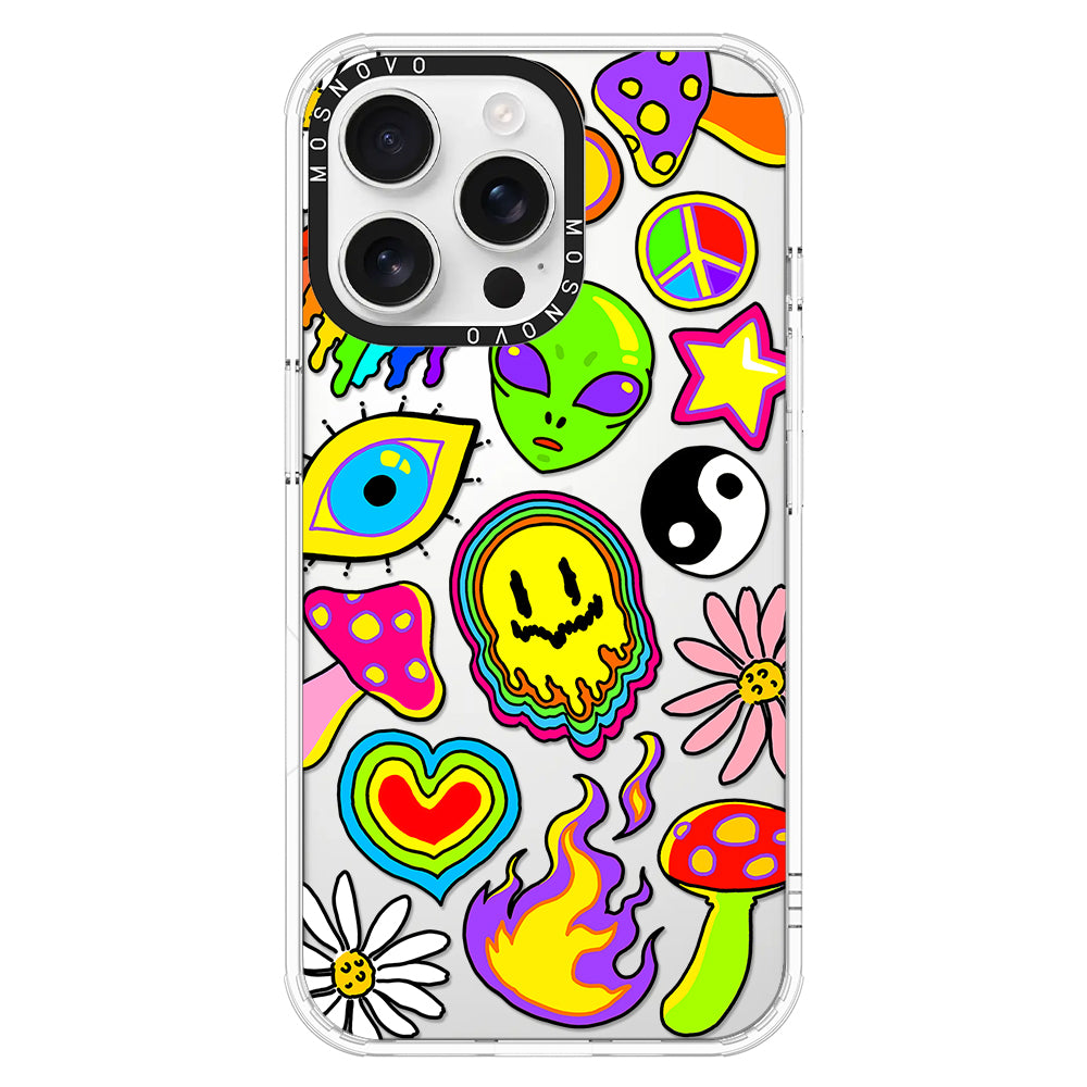 Hippie Rainbow Face Love Phone Case - iPhone 16 Pro Max Case - MOSNOVO