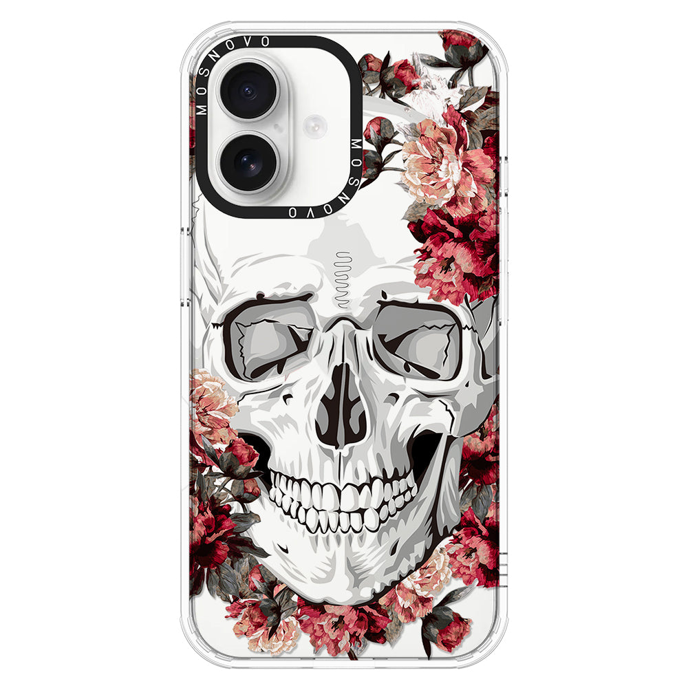 Red Flower Skull Phone Case - iPhone 16 Plus Case - MOSNOVO