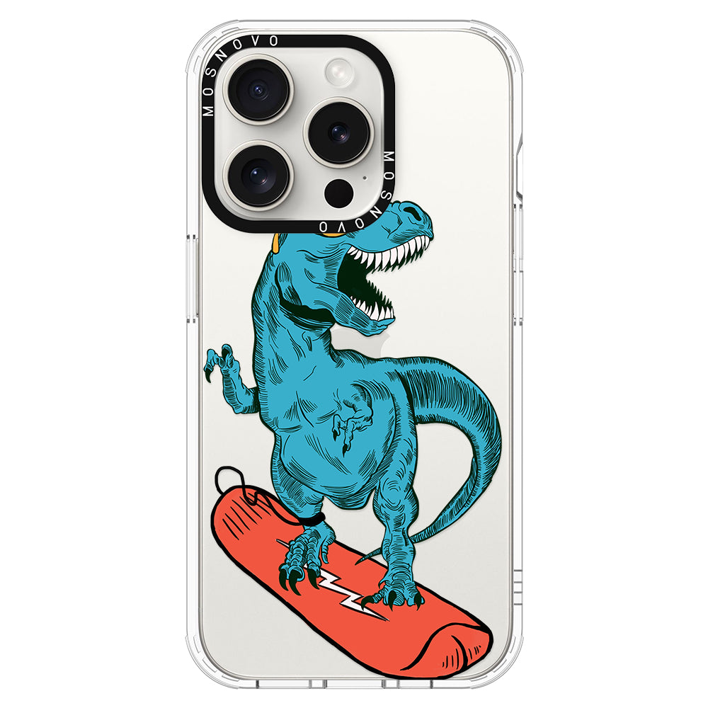 Surfing Dinosaur Phone Case - iPhone 16 Pro Case - MOSNOVO