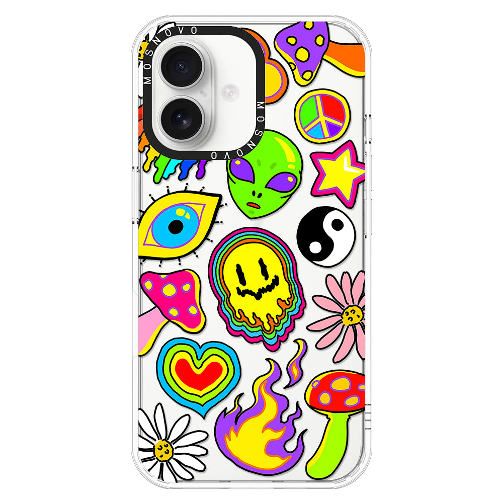 Hippie Rainbow Face Love Phone Case - iPhone 16 Plus Case - MOSNOVO