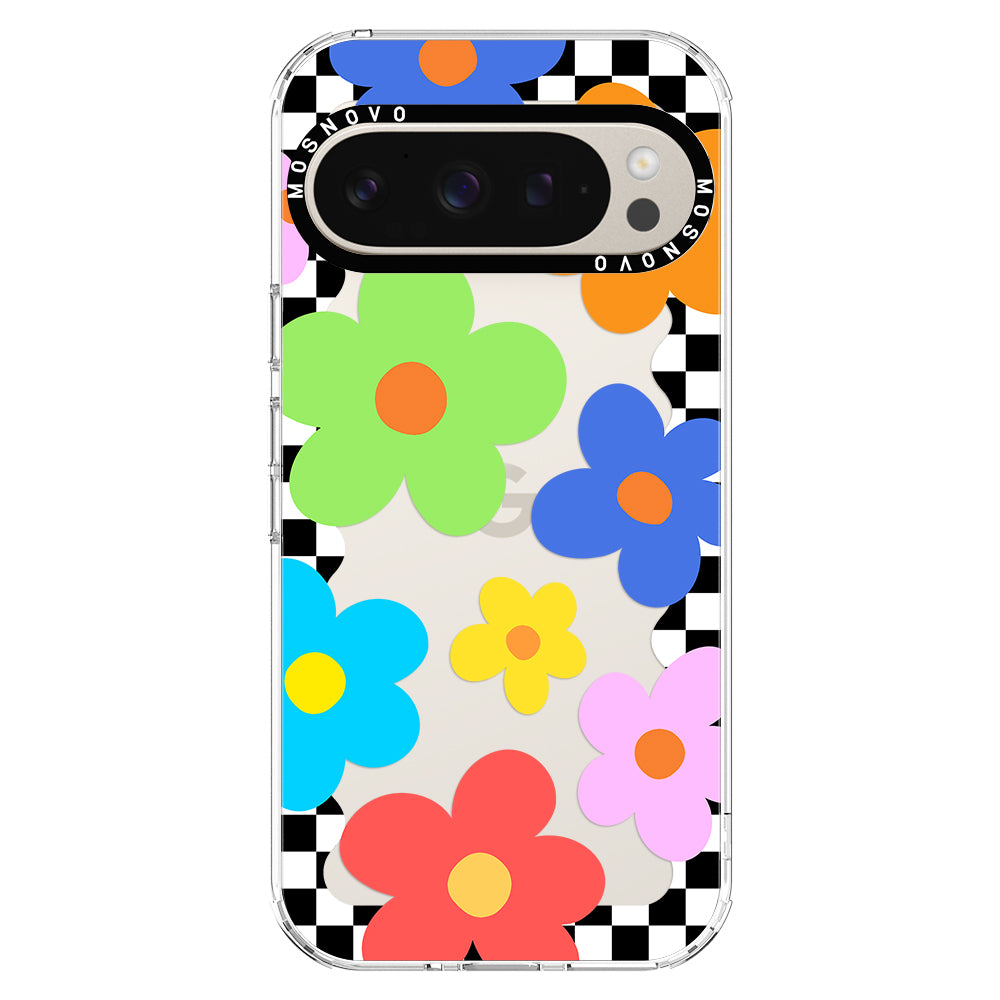 60's Checkered Floral Phone Case - Google Pixel 9 Pro Case