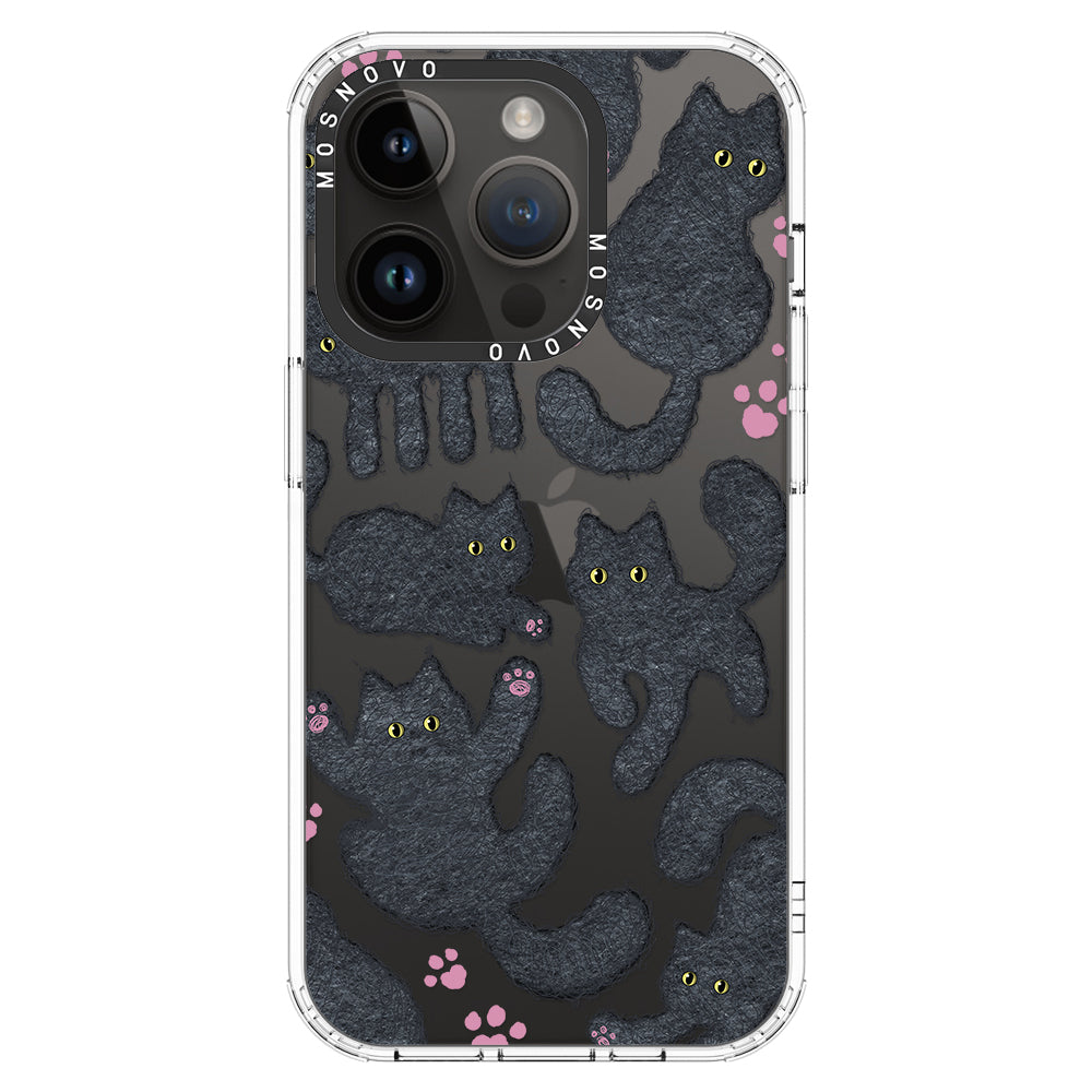 Black Furry Cat Phone Case - iPhone 14 Pro Case