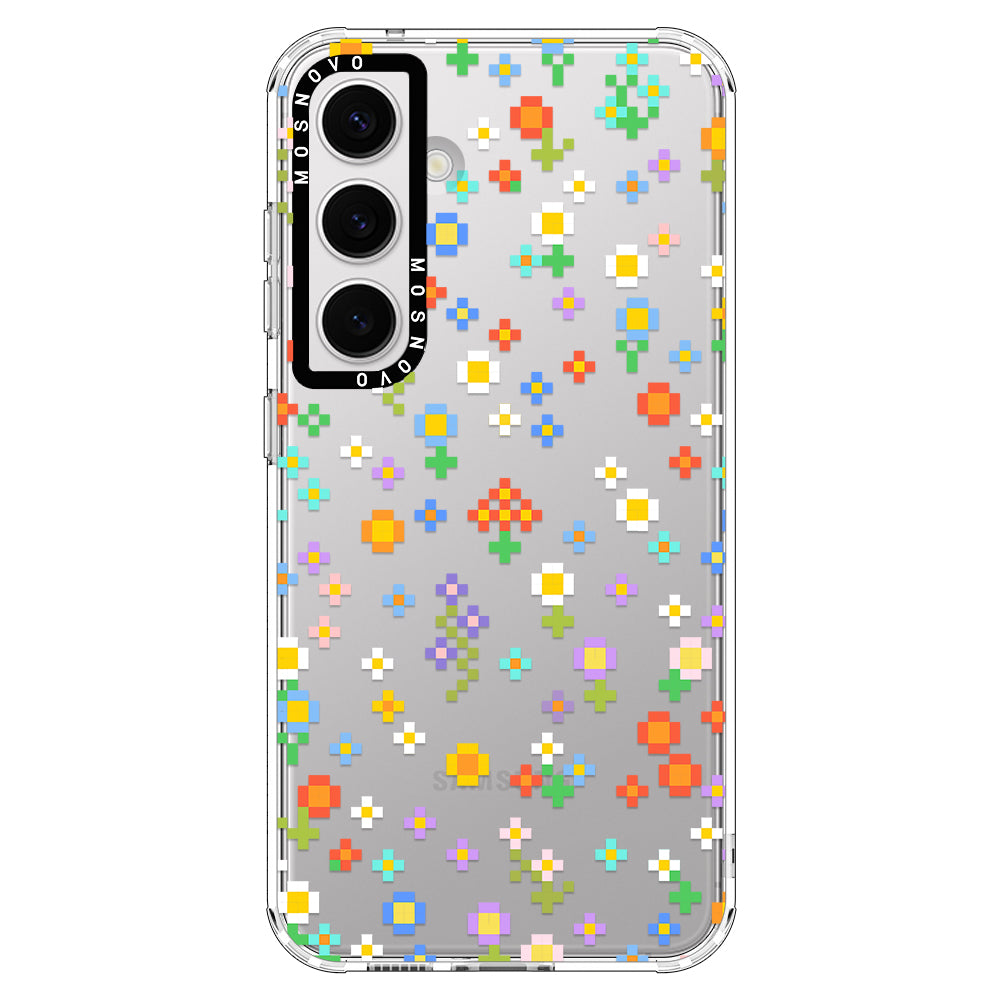 Pixel-Floral Phone Case - Samsung Galaxy S24 Case