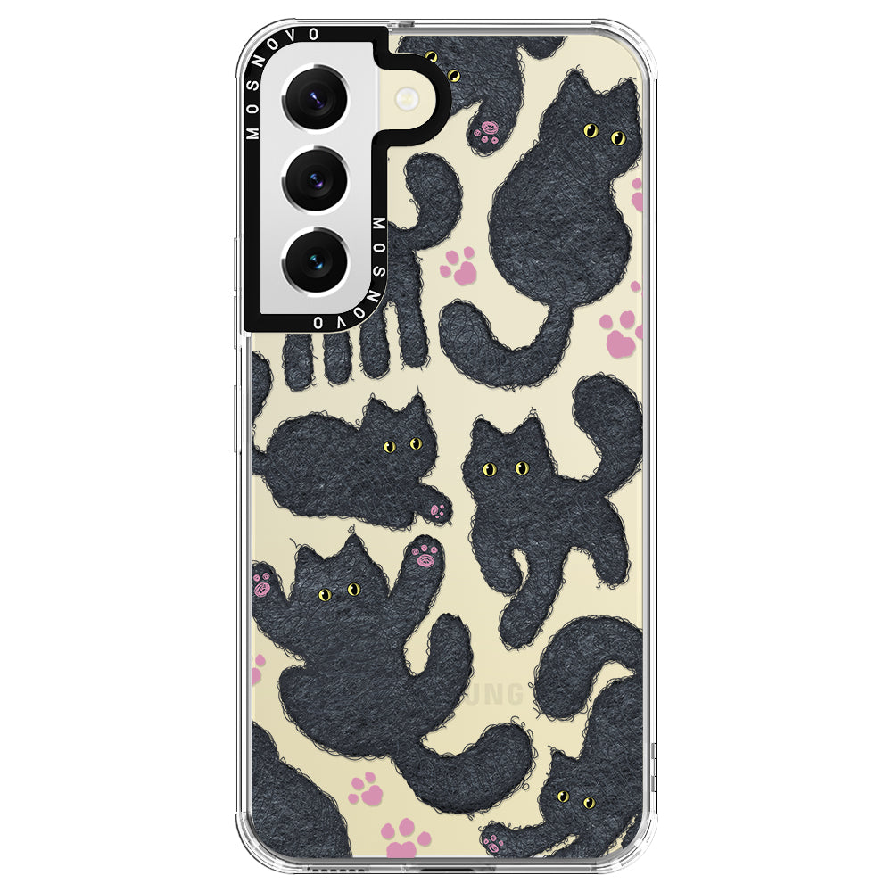 Black Furry Cat Phone Case - Samsung Galaxy S22 Plus Case