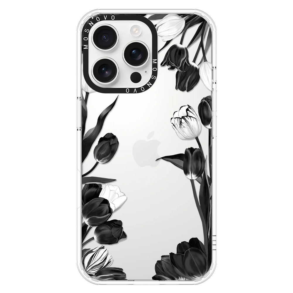 Black Tulips Phone Case - iPhone 16 Pro Max Case - MOSNOVO