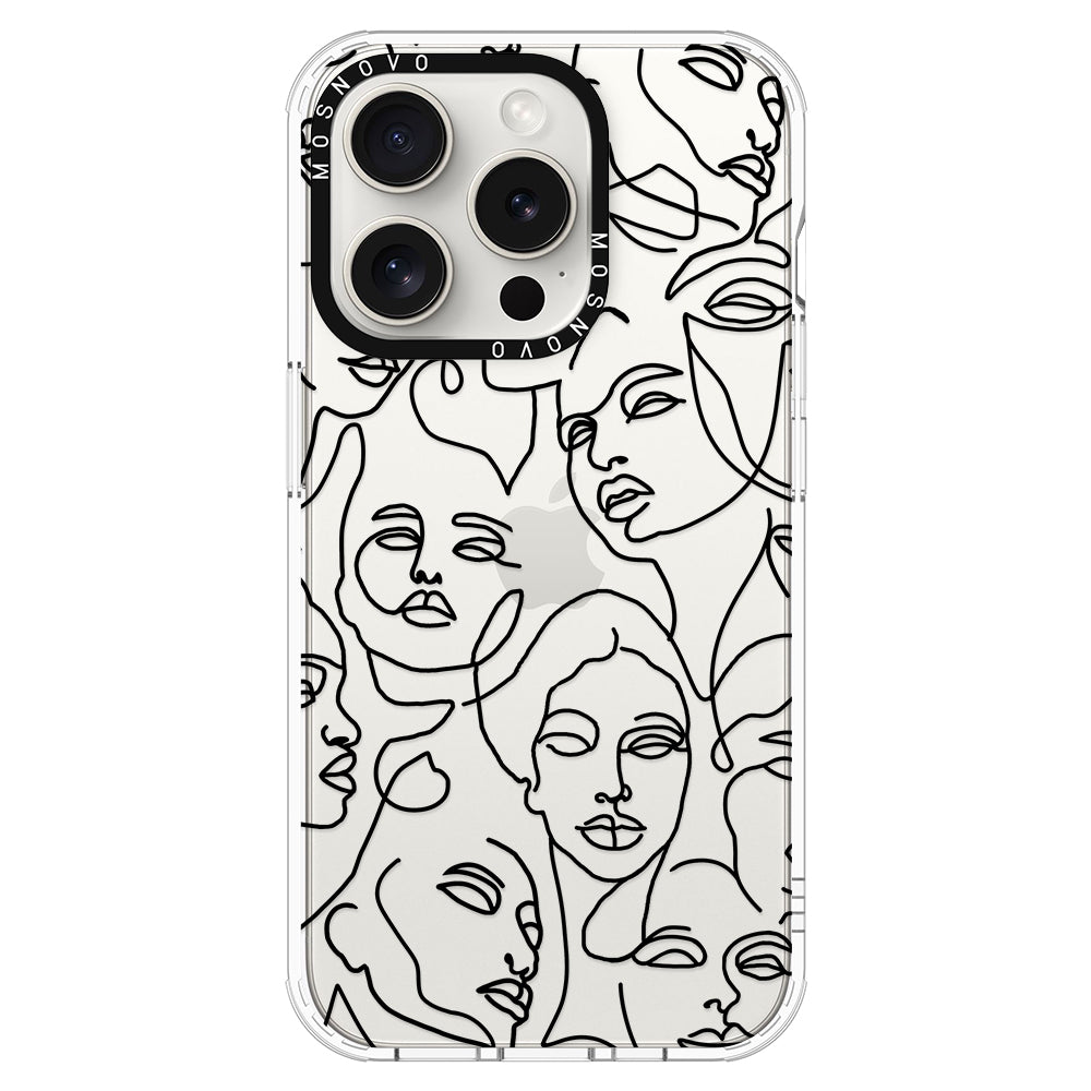 Abstract Face Line Art Phone Case - iPhone 16 Pro Max Case - MOSNOVO