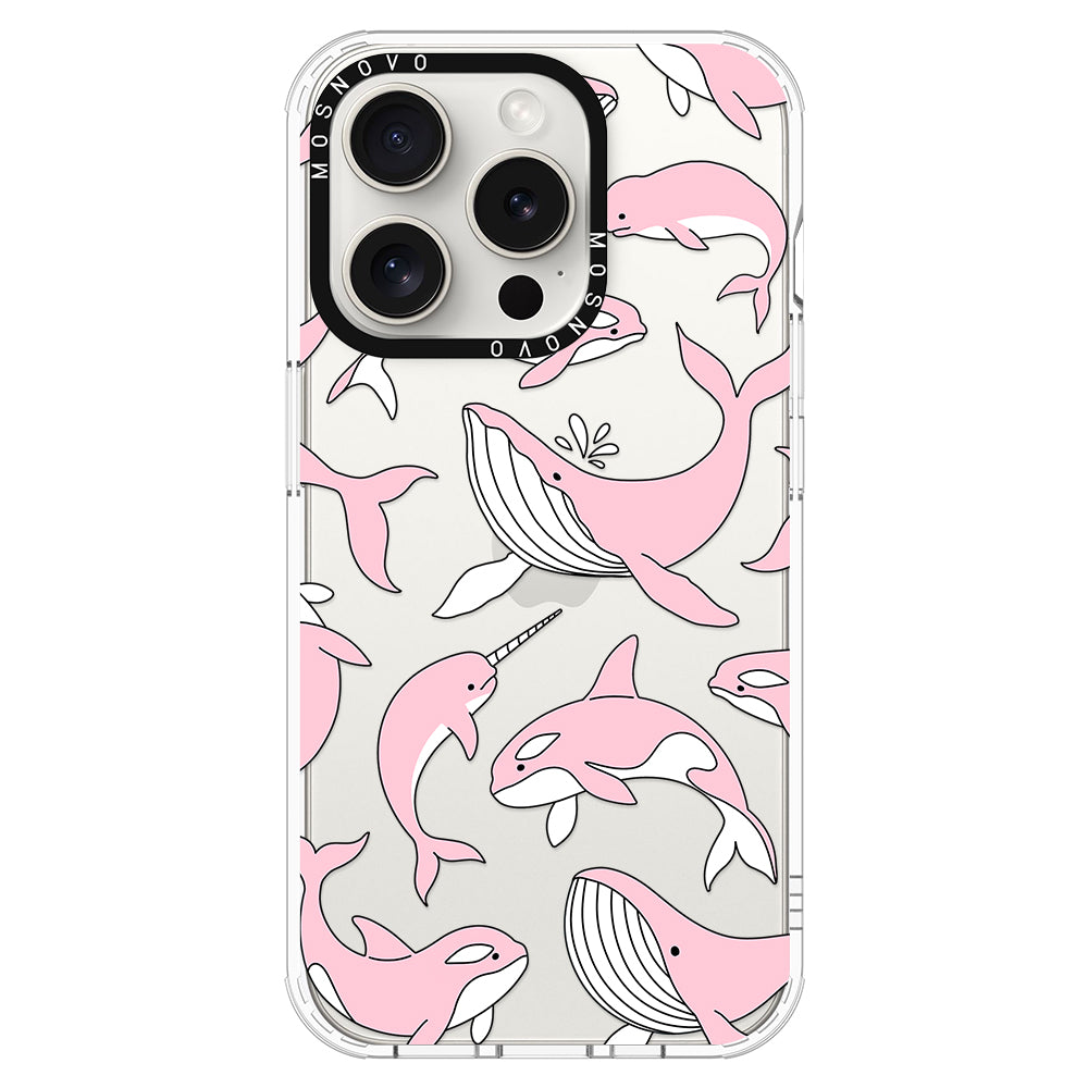 Pink Whales Phone Case - iPhone 16 Pro Case - MOSNOVO