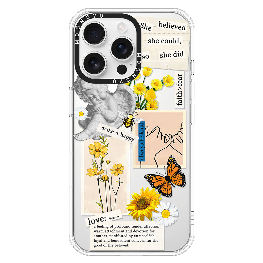 Vintage Collage Sunflower Butterfly Phone Case - iPhone 16 Pro Max Case - MOSNOVO