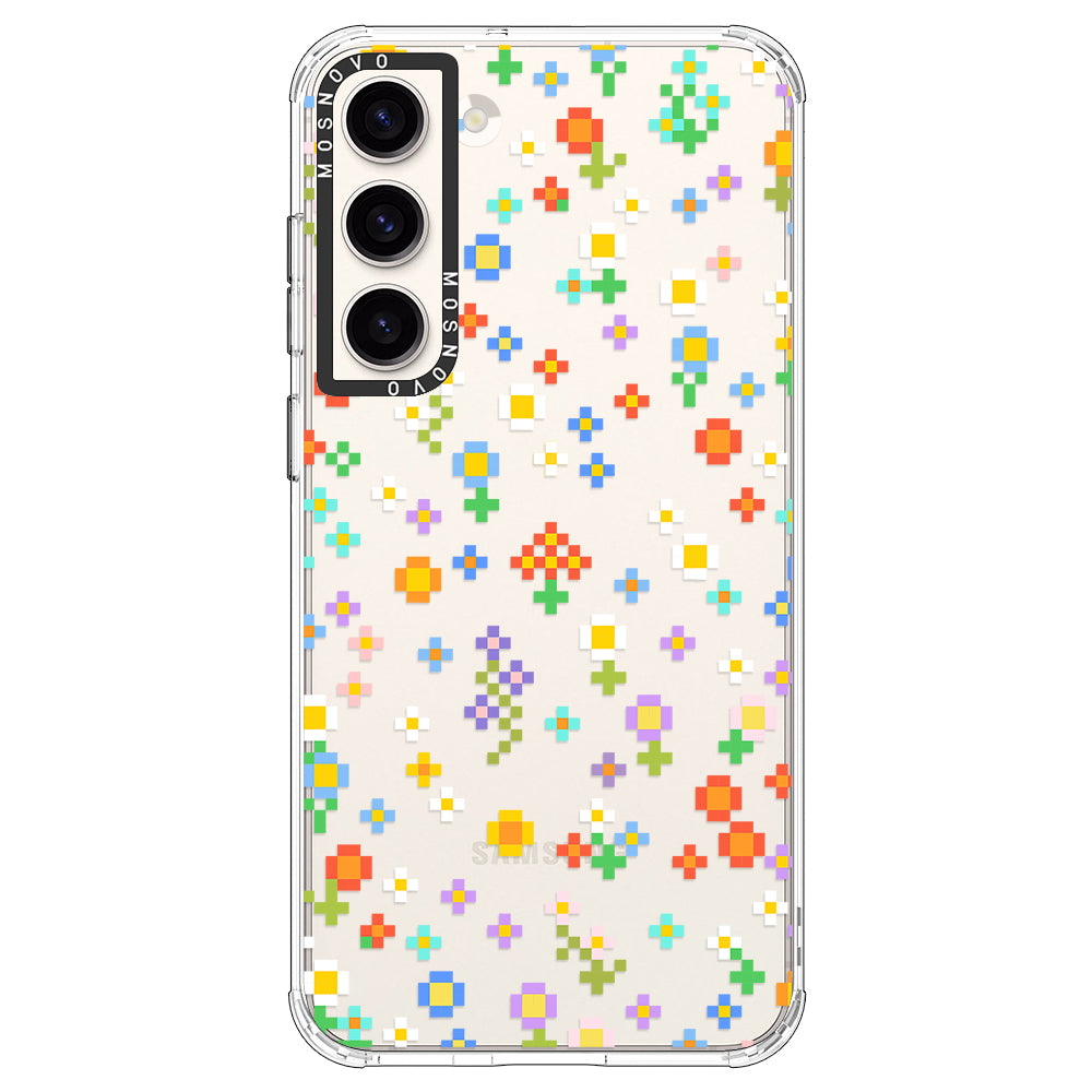 Pixel-Floral Phone Case - Samsung Galaxy S23 Case