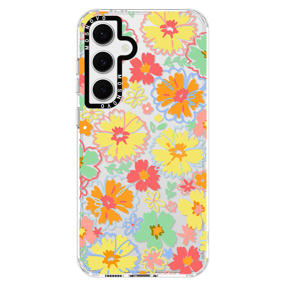 Retro Boho Hippie Flowers Phone Case - Samsung Galaxy S24 FE Case - MOSNOVO