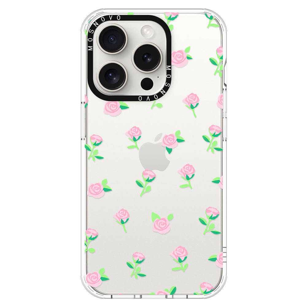 Pink Rose Floral Phone Case - iPhone 16 Pro Max Case - MOSNOVO