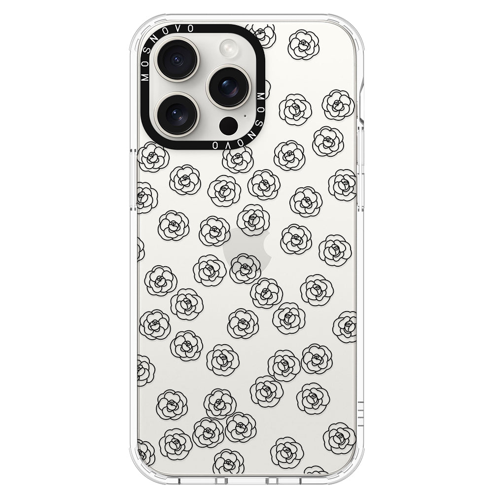 Linear Camelia Flower Phone Case - iPhone 15 Pro Max Case