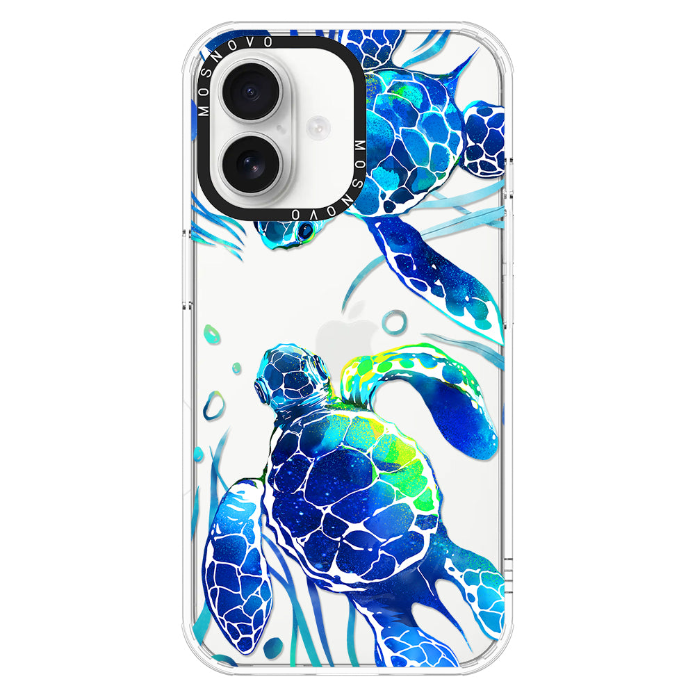 Blue Sea Turtle Phone Case - iPhone 16 Plus Case - MOSNOVO