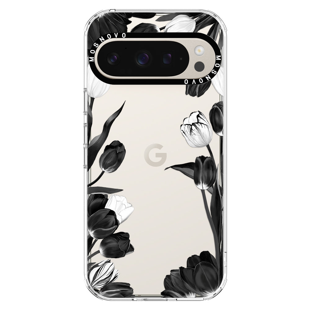 Black White Tulips Phone Case - Google Pixel 9 Pro XL Case