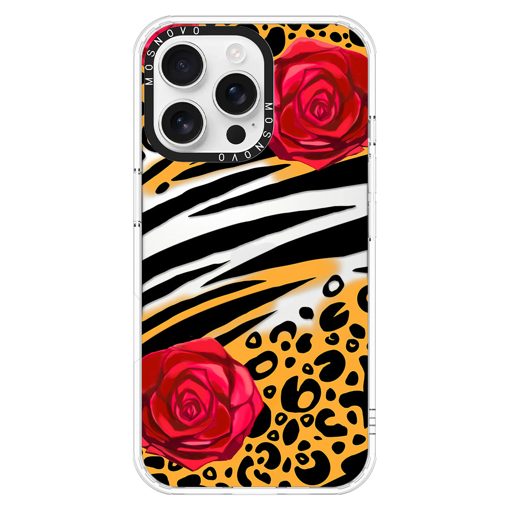 Wild Floral Leopard Phone Case - iPhone 16 Pro Max Case - MOSNOVO