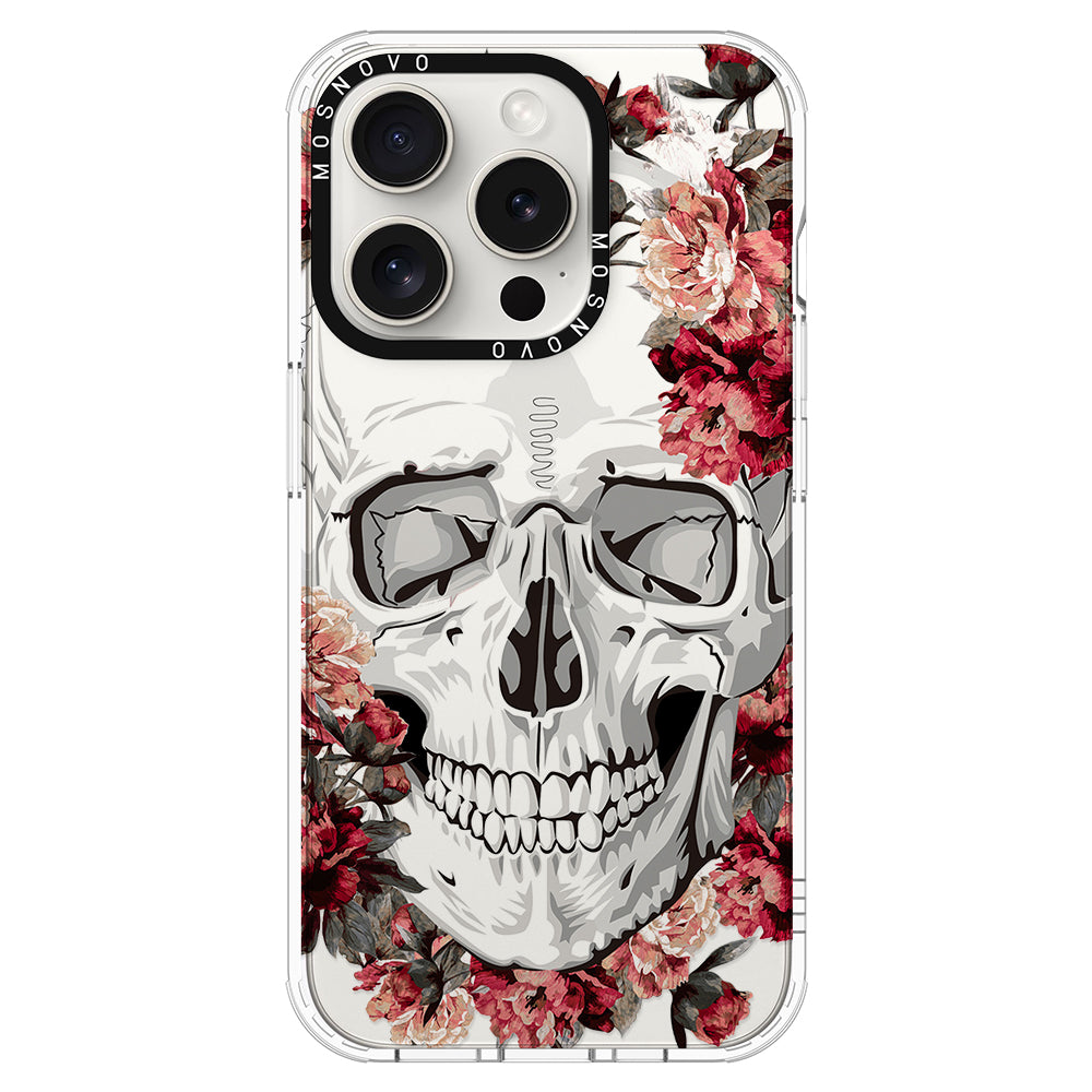 Red Flower Skull Phone Case - iPhone 16 Pro Max Case - MOSNOVO