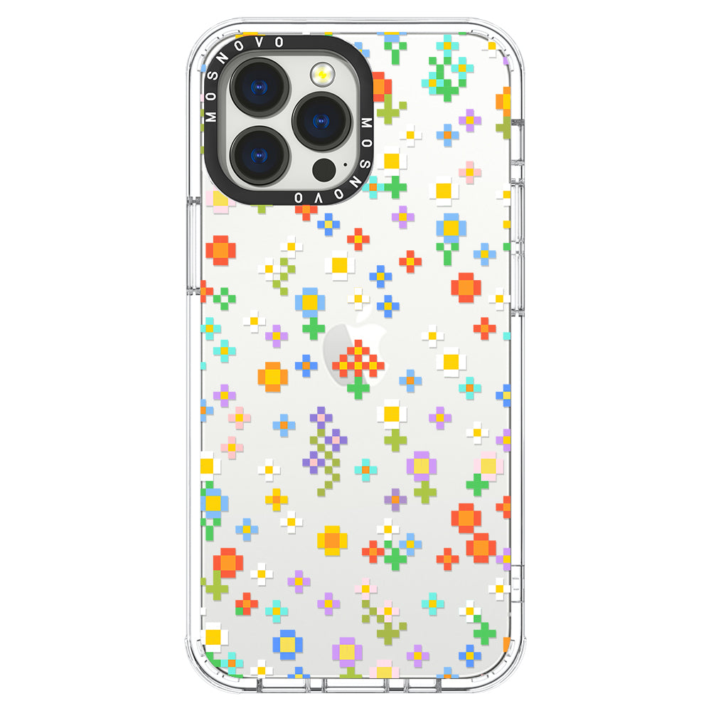 Pixel-Floral Phone Case - iPhone 13 Pro Max Case