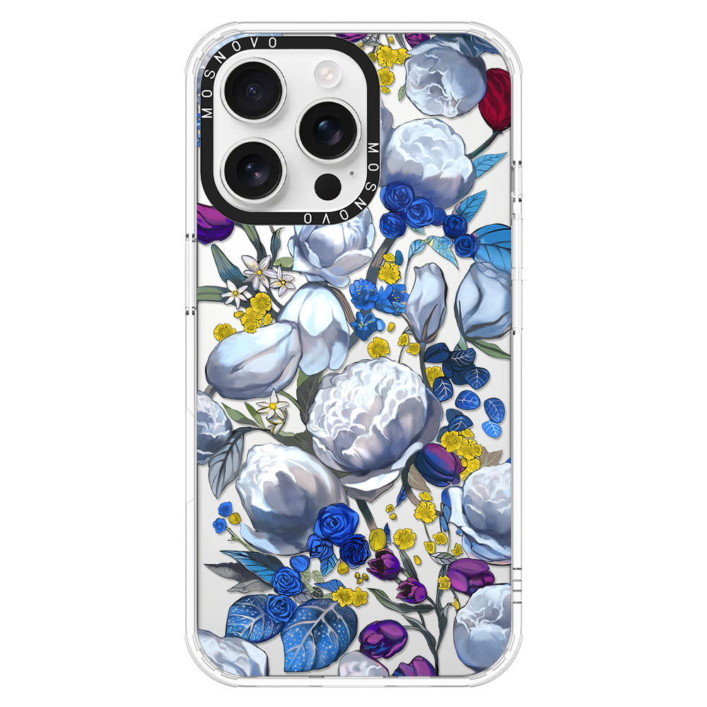 Purple Blue Floral Phone Case - iPhone 16 Pro Max Case - MOSNOVO