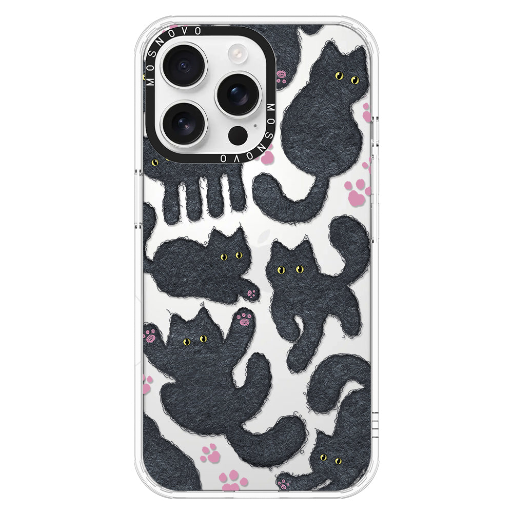 Black Furry Cat Phone Case - iPhone 16 Pro Max Case