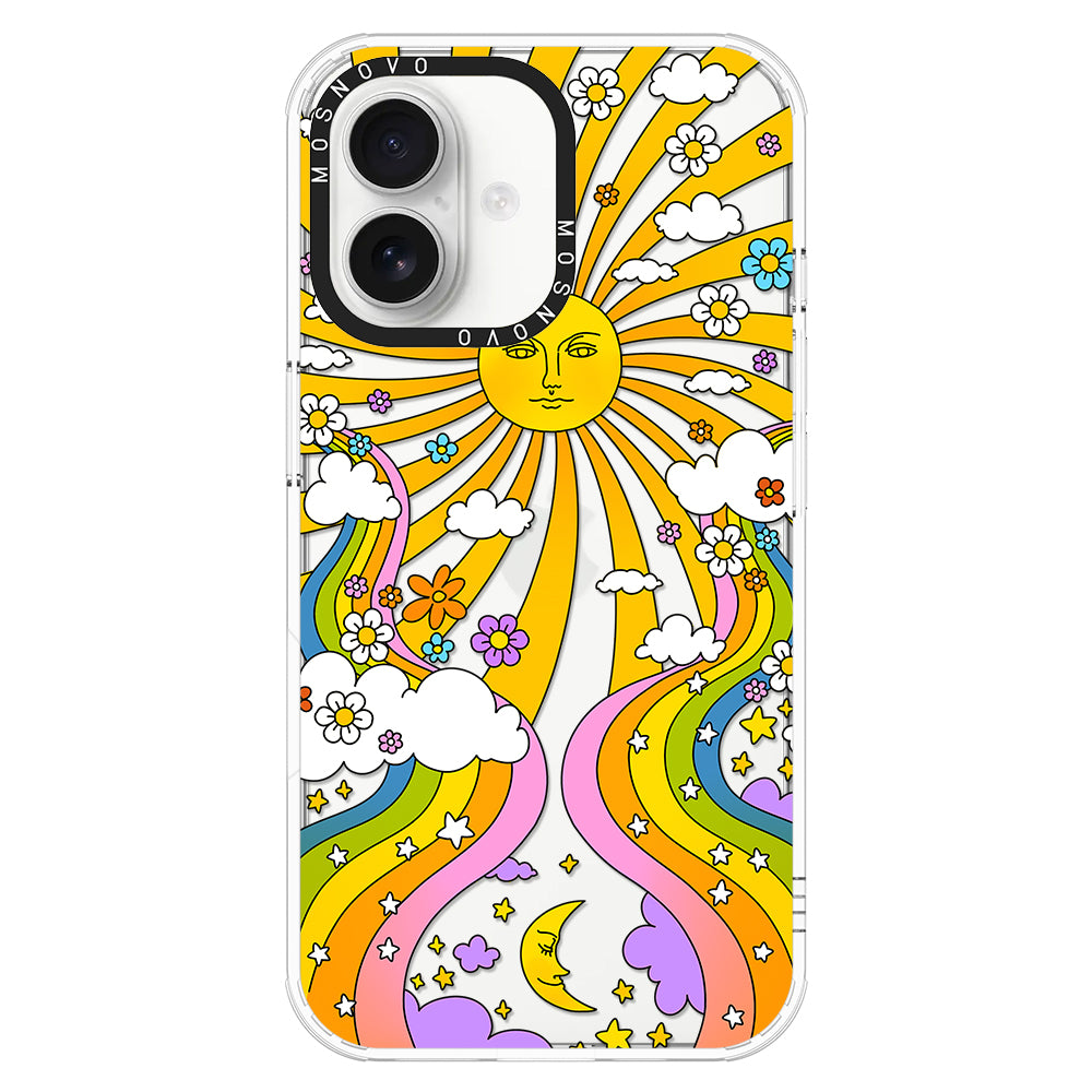 Rainbow Sun and Moon Phone Case - iPhone 16 Plus Case - MOSNOVO