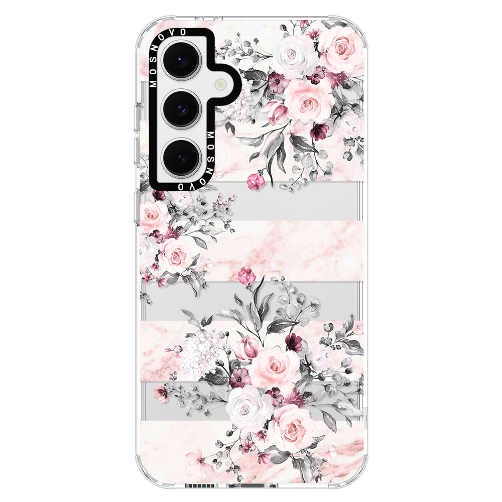 Pink Marble Flowers Phone Case - Samsung Galaxy S24 FE Case - MOSNOVO