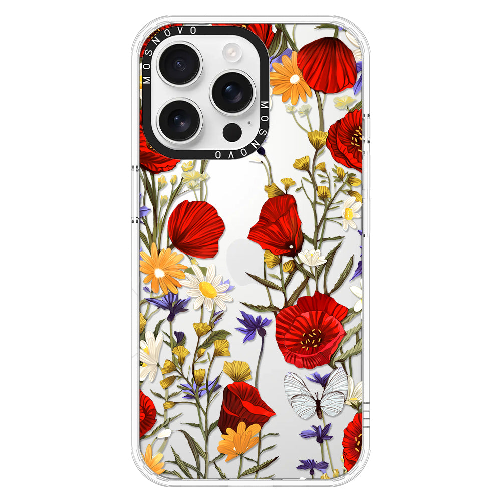 Poppy Floral Phone Case - iPhone 16 Pro Max Case - MOSNOVO