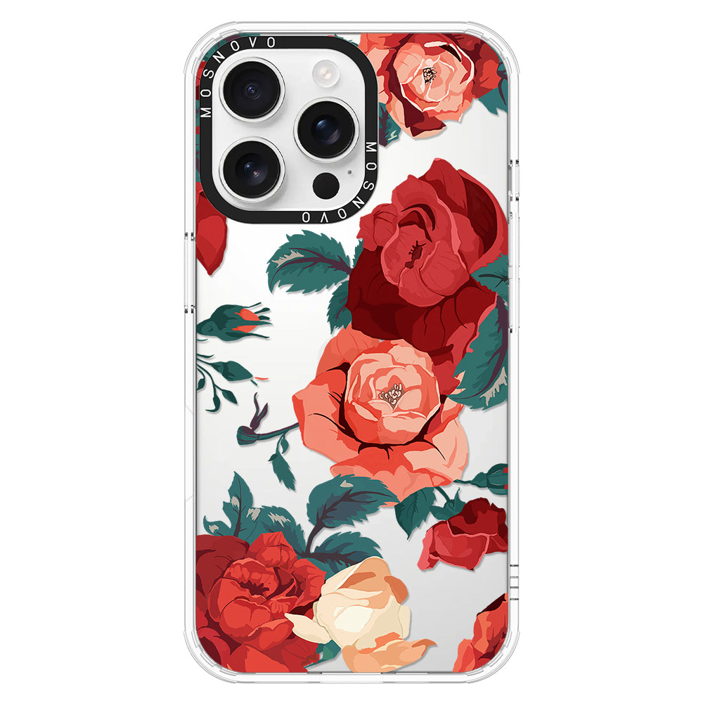 Vintage Red Rose Phone Case - iPhone 16 Pro Max Case - MOSNOVO