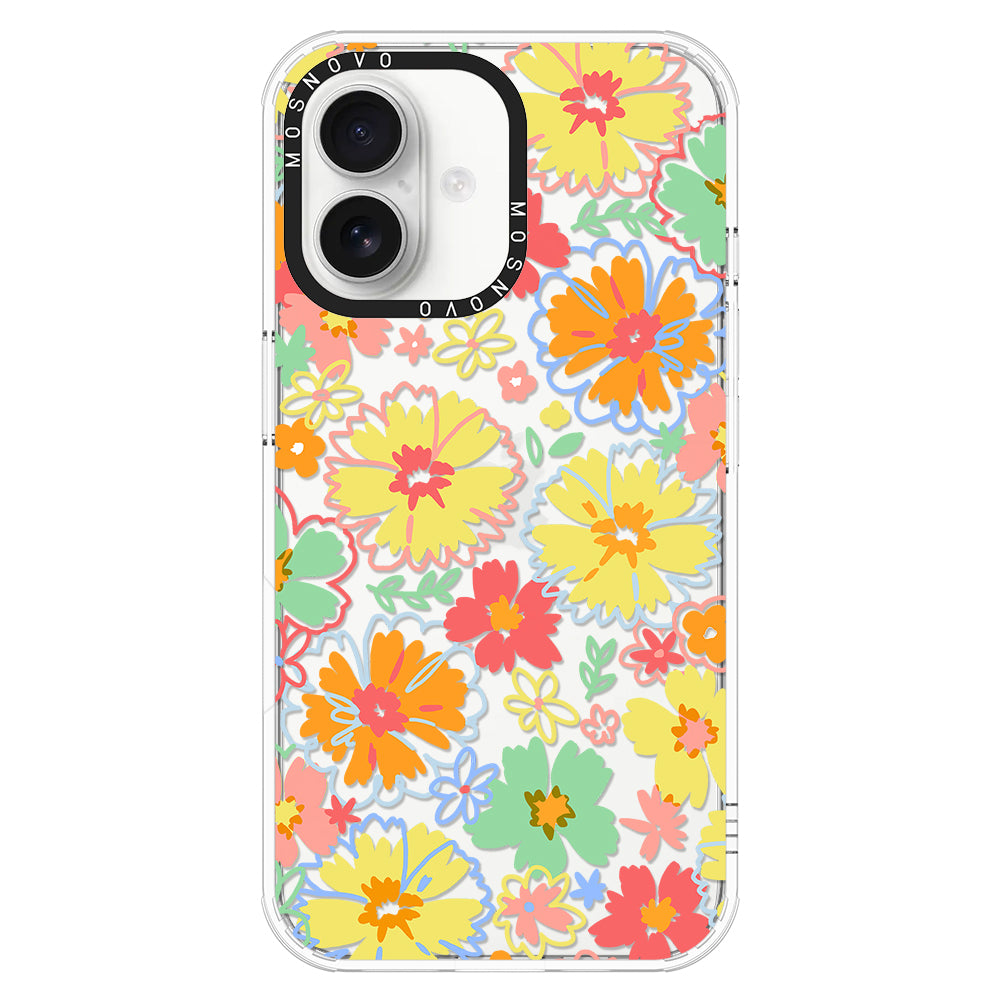 Retro Boho Hippie Flowers Phone Case - iPhone 16 Plus Case - MOSNOVO