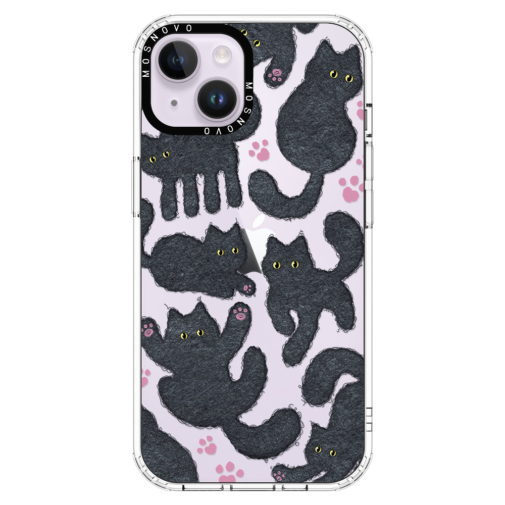 Black Furry Cat Phone Case - iPhone 14 Case