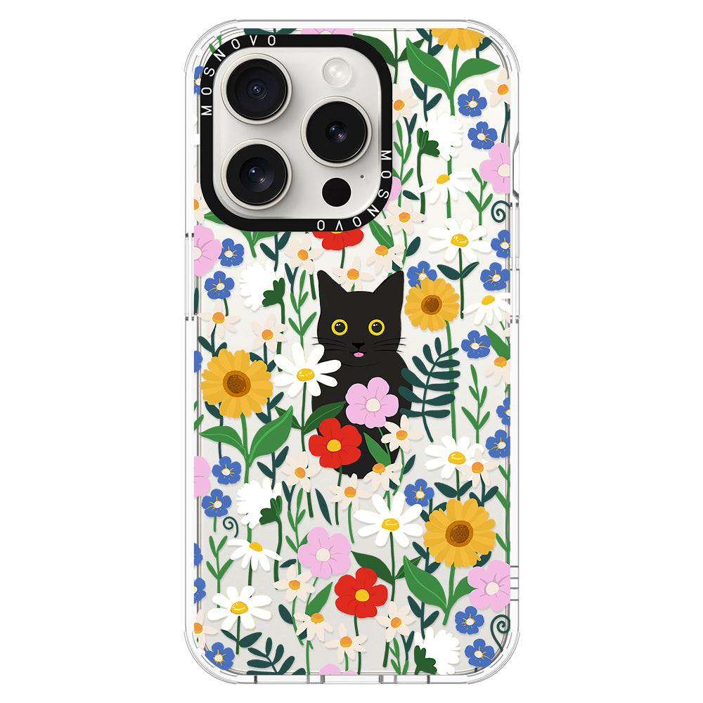 Black Cat in Garden Phone Case - iPhone 16 Pro Max Case - MOSNOVO