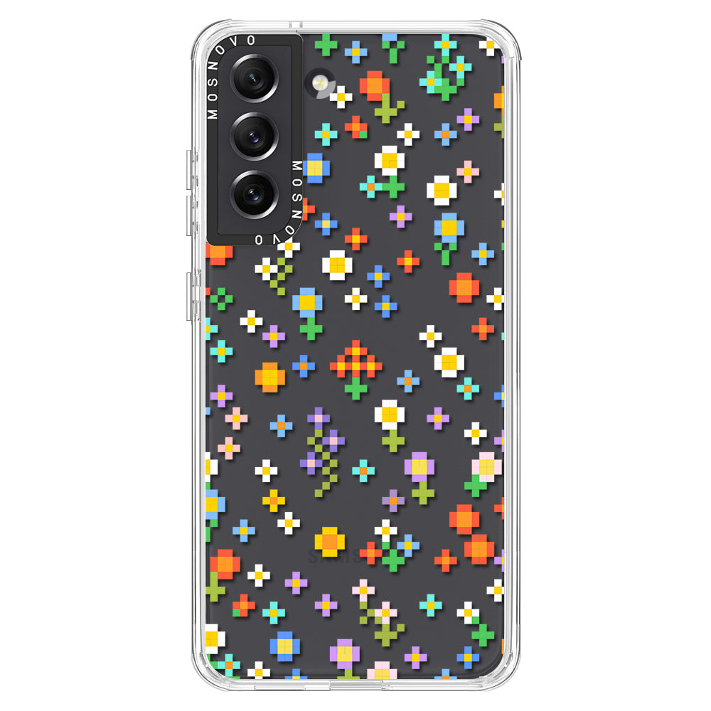 Pixel-Floral Phone Case - Samsung Galaxy S21 FE Case