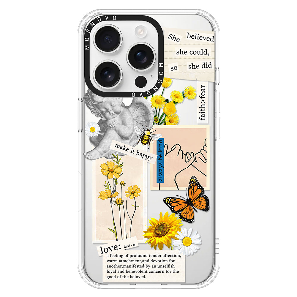 Vintage Collage Sunflower Butterfly Phone Case - iPhone 16 Pro Case - MOSNOVO