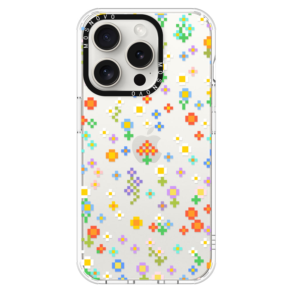 Pixel-Floral Phone Case - iPhone 15 Pro Case