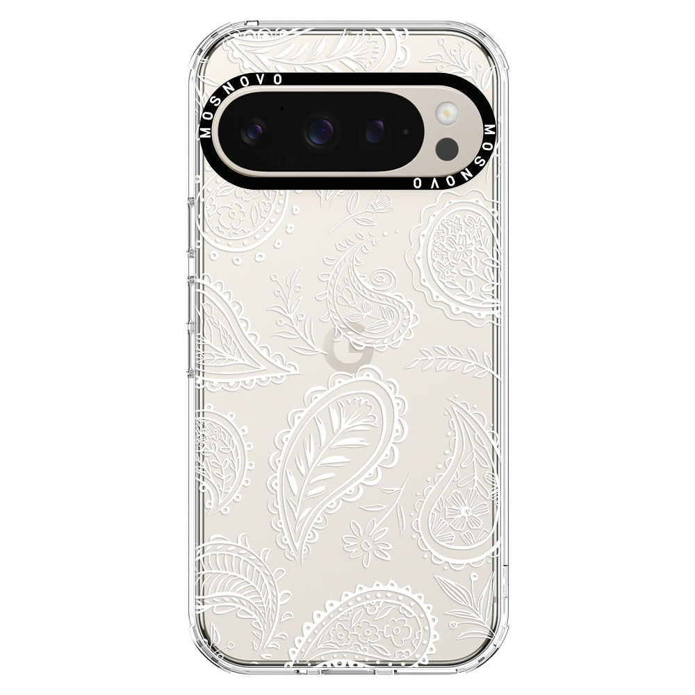 White Paisley Phone Case - Google Pixel 9 Pro XL Case