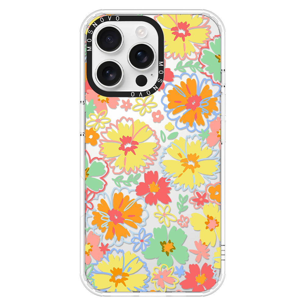 Retro Boho Hippie Flowers Phone Case - iPhone 16 Pro Max Case - MOSNOVO