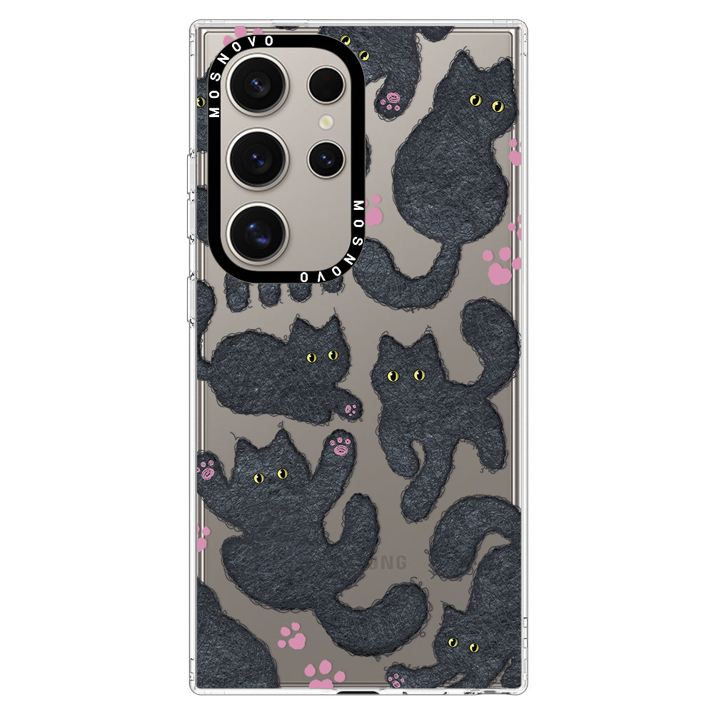 Black Furry Cat Phone Case - Samsung Galaxy S24 Ultra Case