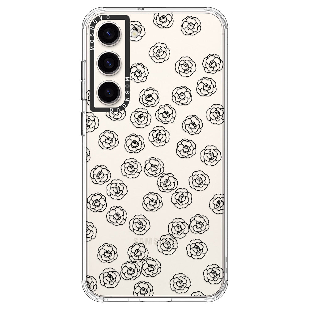 Linear Camelia Flower Phone Case - Samsung Galaxy S23 Plus Case