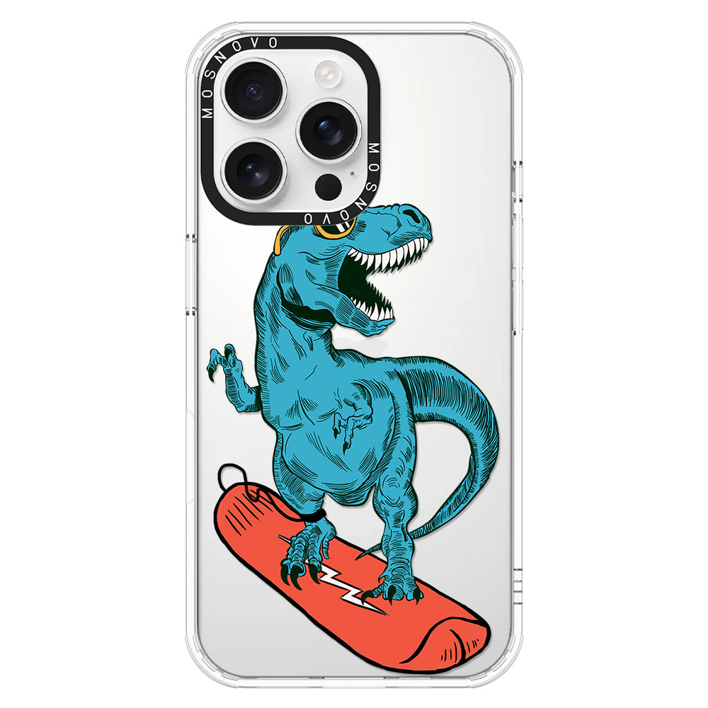 Surfing Dinosaur Phone Case - iPhone 16 Pro Max Case - MOSNOVO