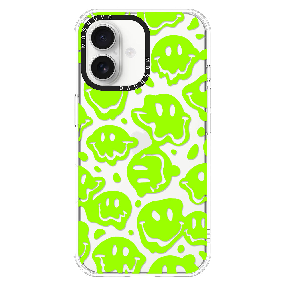 Distorted Green Smiles Face Phone Case - iPhone 16 Case - MOSNOVO