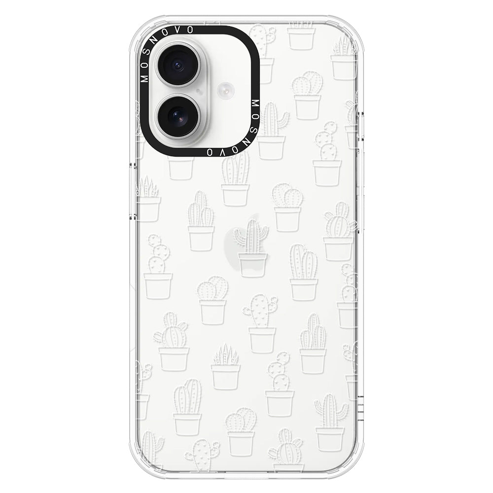 White Potted Cactus Phone Case - iPhone 16 Case - MOSNOVO